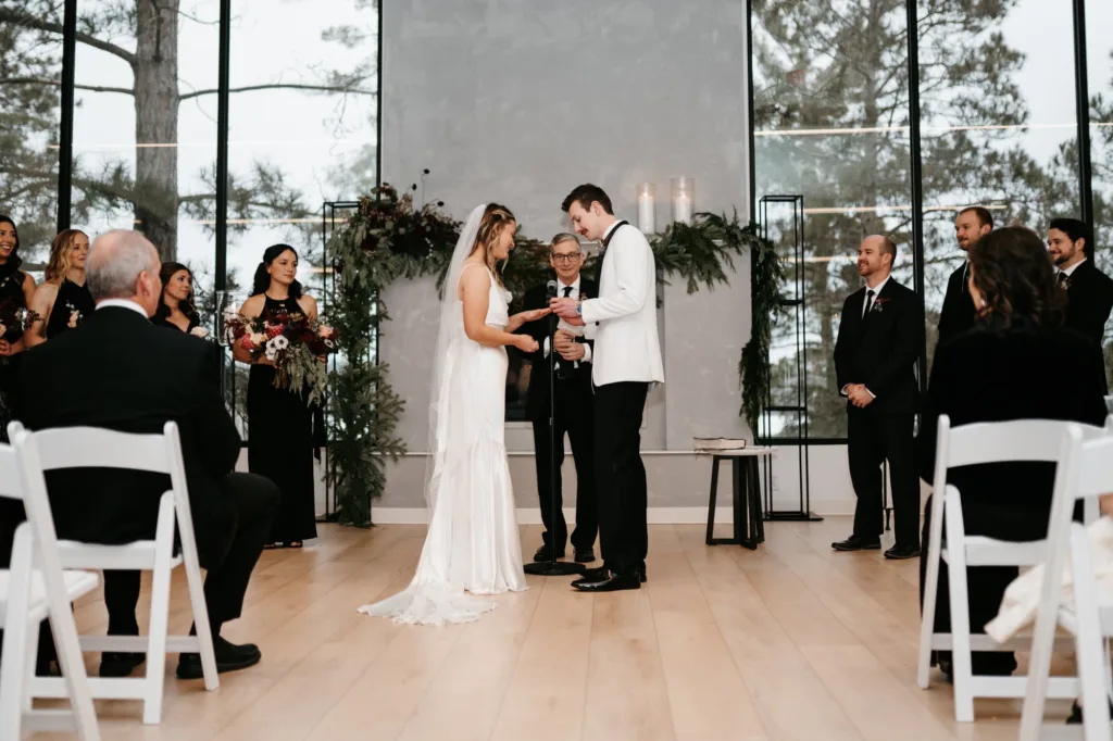 Indoor ceremony for a winter wedding at catalyst naturelink