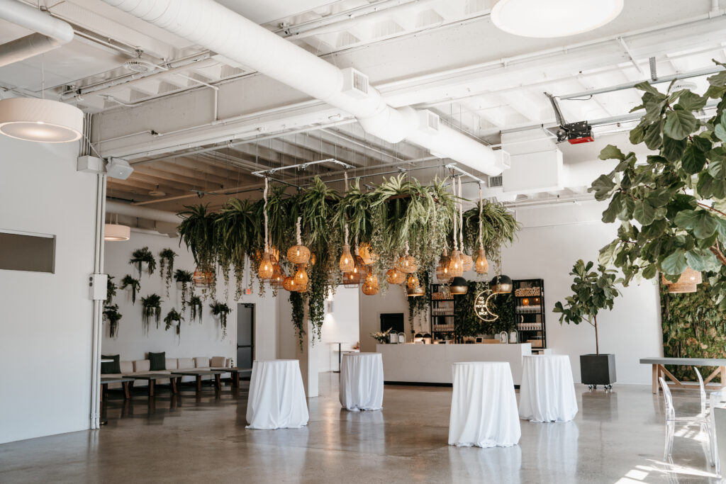 Interior image of the cocktail reception space at the wedding venue, urban daisy located in Minneapolis Minnesota - photo taken by Lulle Photo and Film, a minnesota wedding photographer