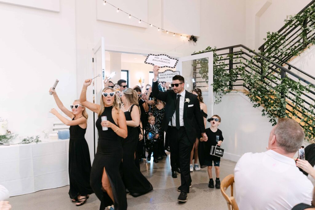 Bridal party having fun at woodhaven weddings and events.