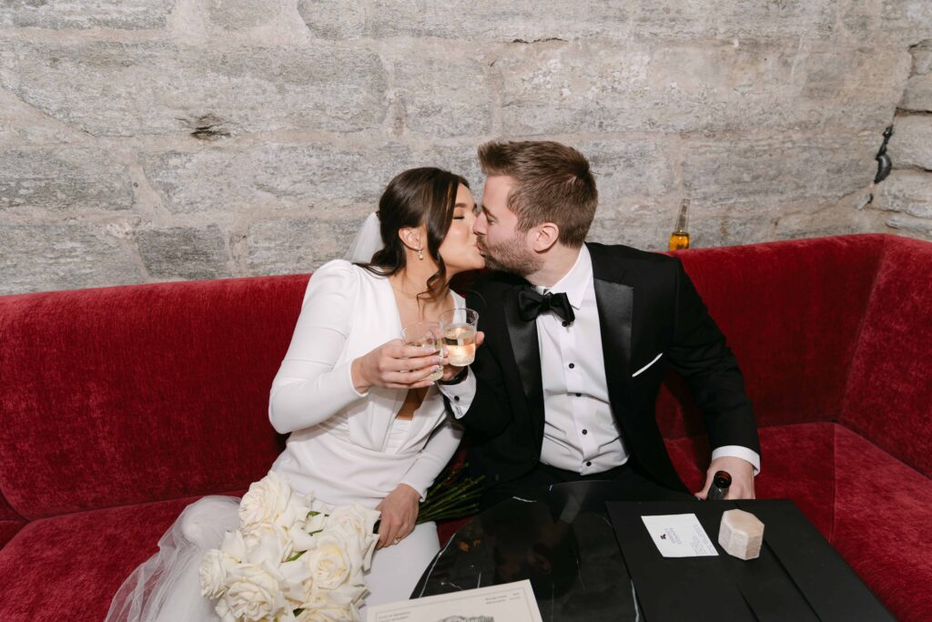 bride and groom at their wedding reception in saint paul at le venere