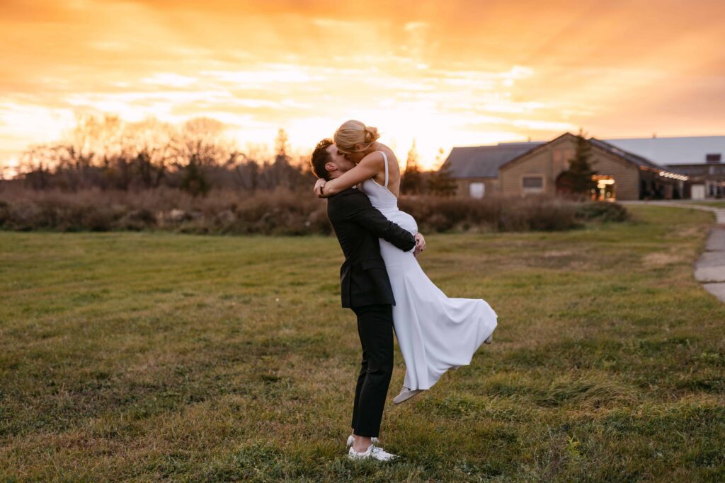 Wedding sunset photos at Northern Pacific Center, taken by Lulle Photo and Film in Brainerd Minnesota
