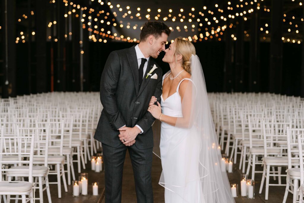 bride and groom at their wedding ceremony location